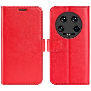 Xiaomi 14 Ultra R64 Red Leather Flip Phone Case - Textured Horizontal - 1