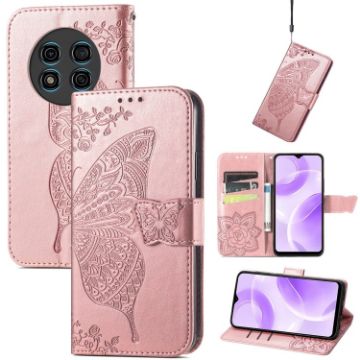 Ulefone Note 15 Rose Gold Butterfly Love Flower Leather Case - 1