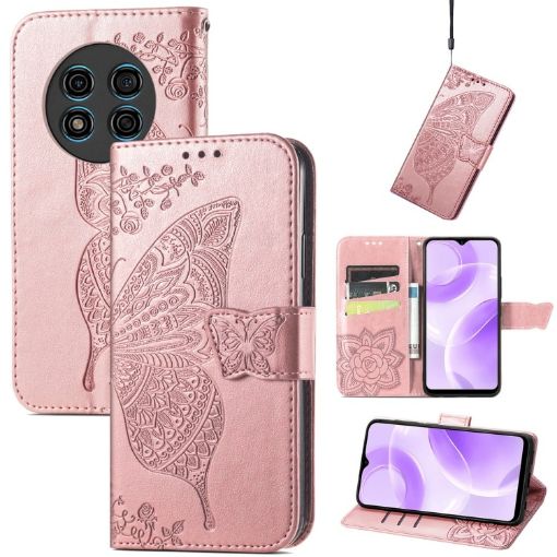 Ulefone Note 15 Rose Gold Butterfly Love Flower Leather Case - 1