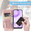 Ulefone Note 15 Blue Leather Case - Butterfly Love Flower Embossed Design - 5