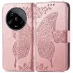 Xiaomi 14 Ultra Rose Gold Embossed Leather Phone Case - Butterfly Love - 2