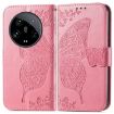 Xiaomi 14 Ultra Pink Butterfly Love Flower Embossed Leather Case - 2