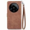 Xiaomi 14 Ultra Brown Embossed Flower Zipper Leather Phone Case - 3