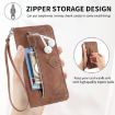 Xiaomi 14 Ultra Brown Embossed Flower Zipper Leather Phone Case - 5
