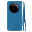 Xiaomi 14 Ultra Blue Embossed Flower Zipper Leather Phone Case - 3