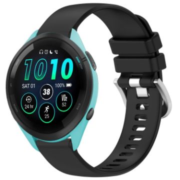 Garmin Forerunner 265S Black Silicone Watch Band with Silver Buckle - 1