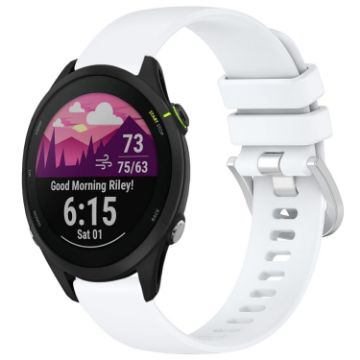 Garmin Forerunner 255S Music/255S White Silicone Watch Band Silver Buckle - 1