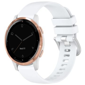 Garmin Vivoactive 4S White Silicone Watch Band with Silver Buckle - 1