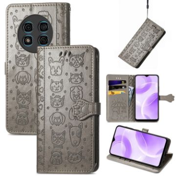 Ulefone Note 15 Grey Cat & Dog Embossed Leather Phone Case - 1