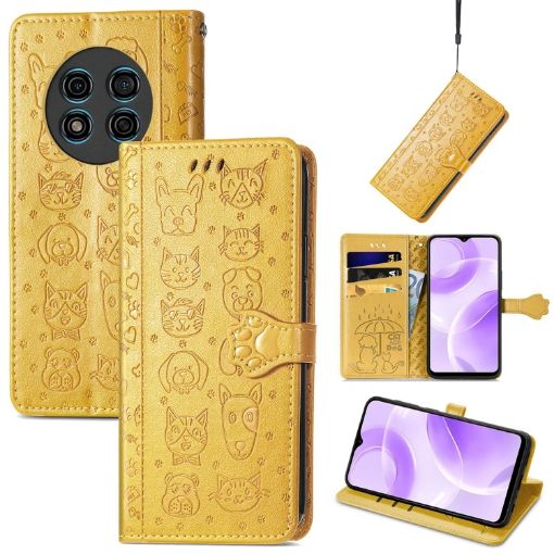 Ulefone Note 15 Yellow Cat & Dog Embossed Leather Phone Case - 1
