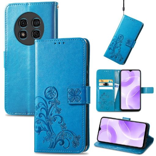 Ulefone Note 15 Blue Leather Phone Case with Four-leaf Clasp Embossed Buckle - 1
