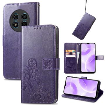 Ulefone Note 15 Purple Leather Phone Case with Four-leaf Clasp - 1