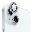 iPhone 15/15 Plus Camera Lens Protector Tempered Glass Rhinestone Silver - 1
