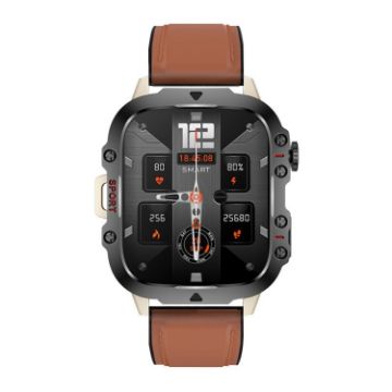 QX11 1.96" Color Screen Smart Watch with Leather Strap, Bluetooth Call - 1