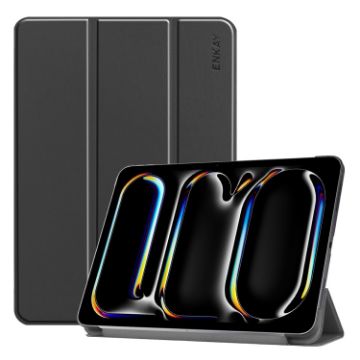 iPad Pro 13 2024 ENKAY Tri-fold Leather Tablet Case - Black - 1