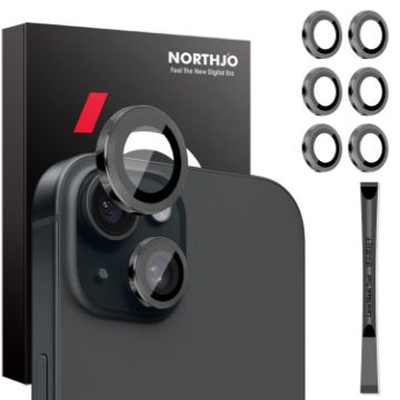 iPhone 15/14 Plus Camera Lens Protector - NORTHJO 3 Set 6pcs Black - 1