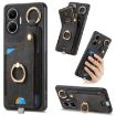 Redmi Turbo 4 Pro Retro Skin-feel Phone Case with Ring Card Bag (Black) - 1