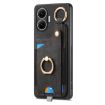 Redmi Turbo 4 Pro Retro Skin-feel Phone Case with Ring Card Bag (Black) - 2