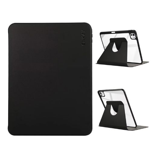iPad Pro 13 2024 ENKAY 360 Rotation Leather Case with Pen Slot (Black) - 1