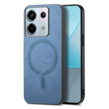 Xiaomi Redmi Note 12 Turbo Blue Retro Magsafe PU Back Cover Case - 1