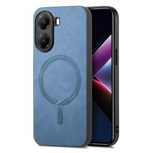 Redmi Turbo 4 Blue Retro Magsafe PU Back Cover Phone Case - 1