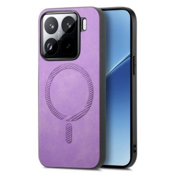 Xiaomi 15 Pro Purple Retro Magsafe PU Back Cover Phone Case - 1