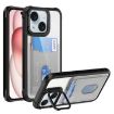 iPhone 15 Card Holder Case - Black Acrylic Hybrid TPU Cover - 1