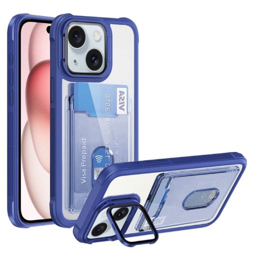 iPhone 15 Blue Card Holder Acrylic TPU Case - 1