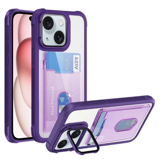 iPhone 15 Purple Card Holder Acrylic TPU Case - 1