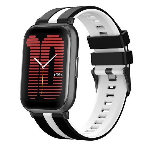 Amazfit Active 20mm Two-Color Sports Silicone Watch Band Black+White - 1