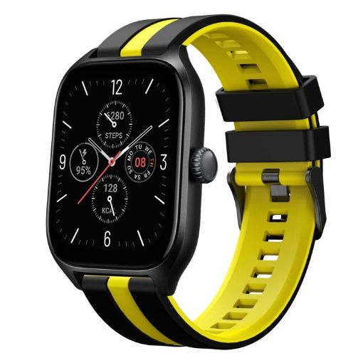 Amazfit GTS 4 20mm Black+Yellow Two-Color Sports Silicone Watch Band - 1