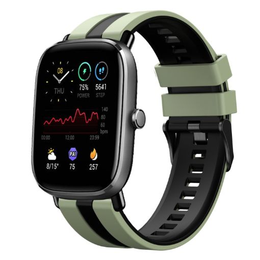 Amazfit GTS 4 Mini 20mm Two-Color Silicone Watch Band Light Green/Black - 1