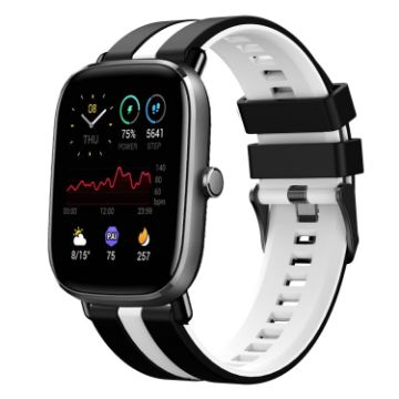 Amazfit GTS 4 Mini 20mm Black+White Sports Silicone Watch Band - 1