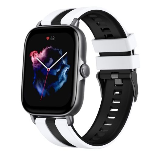 Amazfit GTS 3 20mm Two-Color Silicone Watch Band White+Black - 1