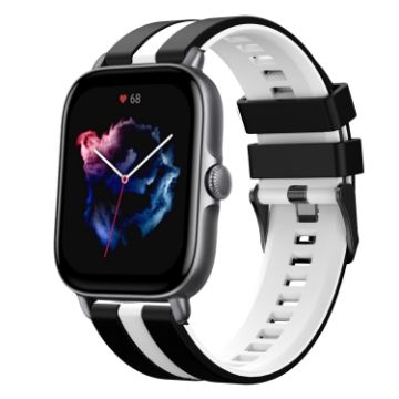 Amazfit GTS 3 20mm Black+White Two-Color Sports Silicone Watch Band - 1