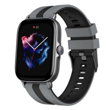 Amazfit GTS 3 20mm Grey+Black Two-Color Sports Silicone Watch Band - 1
