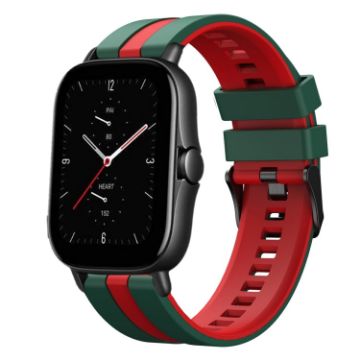 Amazfit GTS 2E 20mm Green+Red Two-Color Sports Silicone Band - 1