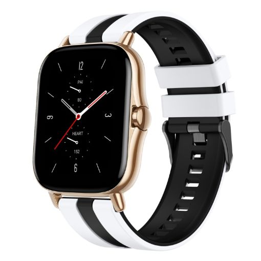 Amazfit GTS 2 20mm Two-Color Silicone Watch Band White+Black - 1