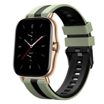 Amazfit GTS 2 20mm Two-Color Silicone Watch Band Light Green Black - 1