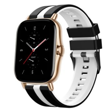 Amazfit GTS 2 20mm Black+White Two-Color Sports Silicone Watch Band - 1