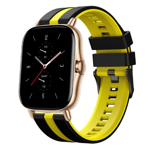 Amazfit GTS 2 20mm Black+Yellow Two-Color Sports Silicone Band - 1