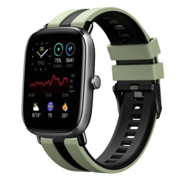 Amazfit GTS 2 Mini 20mm Two-Color Silicone Watch Band Light Green/Black - 1