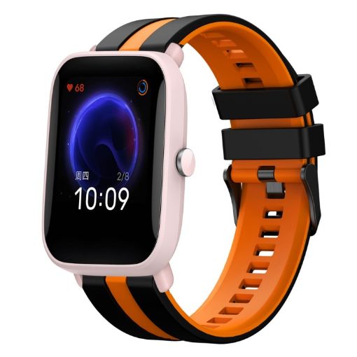 Amazfit Pop Pro 20mm Black+Orange Sports Silicone Watch Band - 1