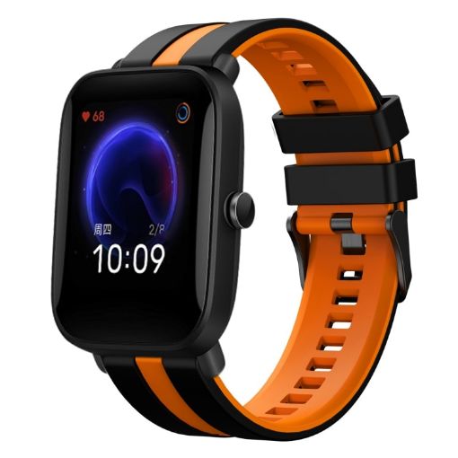 Amazfit Pop 20mm Black+Orange Two-Color Sports Silicone Watch Band - 1