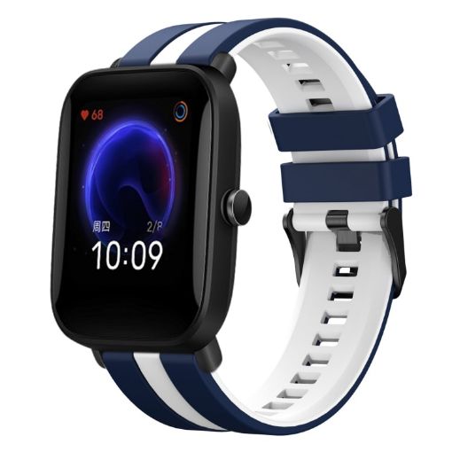Amazfit Pop 20mm Blue+White Two-Color Sports Silicone Watch Band - 1