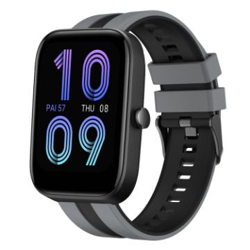 Amazfit Bip3 20mm Two-Color Silicone Watch Band Grey Black Sports - 1
