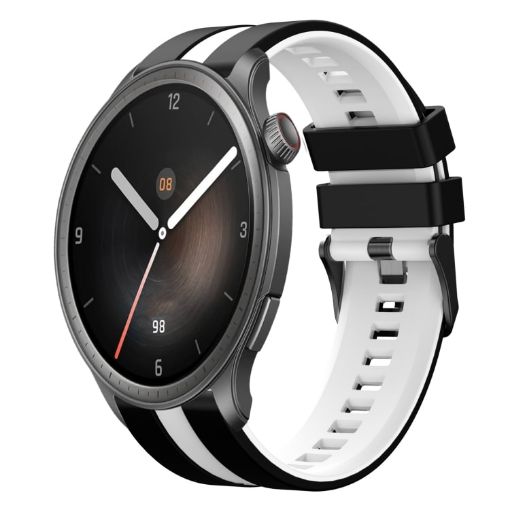 Amazfit Balance 22mm Black+White Sports Silicone Watch Band - 1