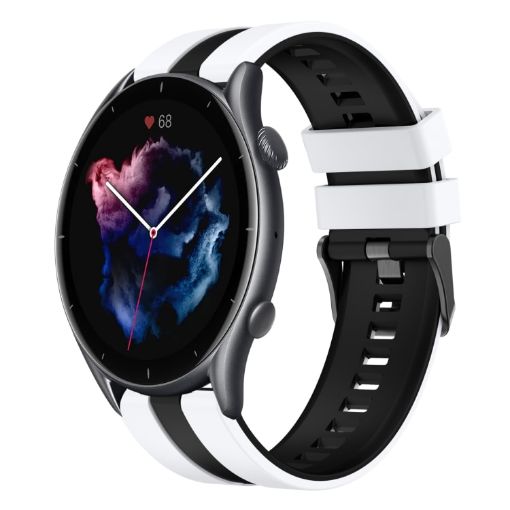 Amazfit GTR 3 22mm Two-Color Sports Silicone Watch Band White+Black - 1