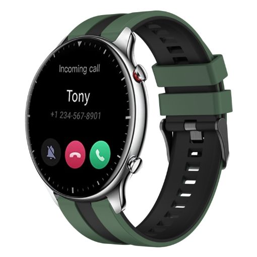 Amazfit GTR 2 22mm Two-Color Silicone Watch Band Olive Green+Black - 1