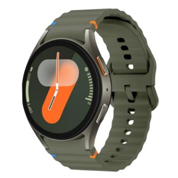Samsung Galaxy Watch 7 40/44mm Army Green Silicone Band Wave Pattern - 1